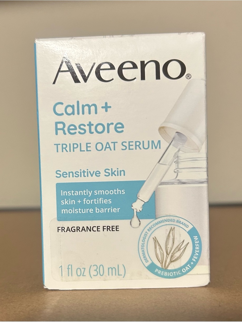 Aveeno Calm + Restore Triple Oat Serum for Sensitive Skin - White & Blue